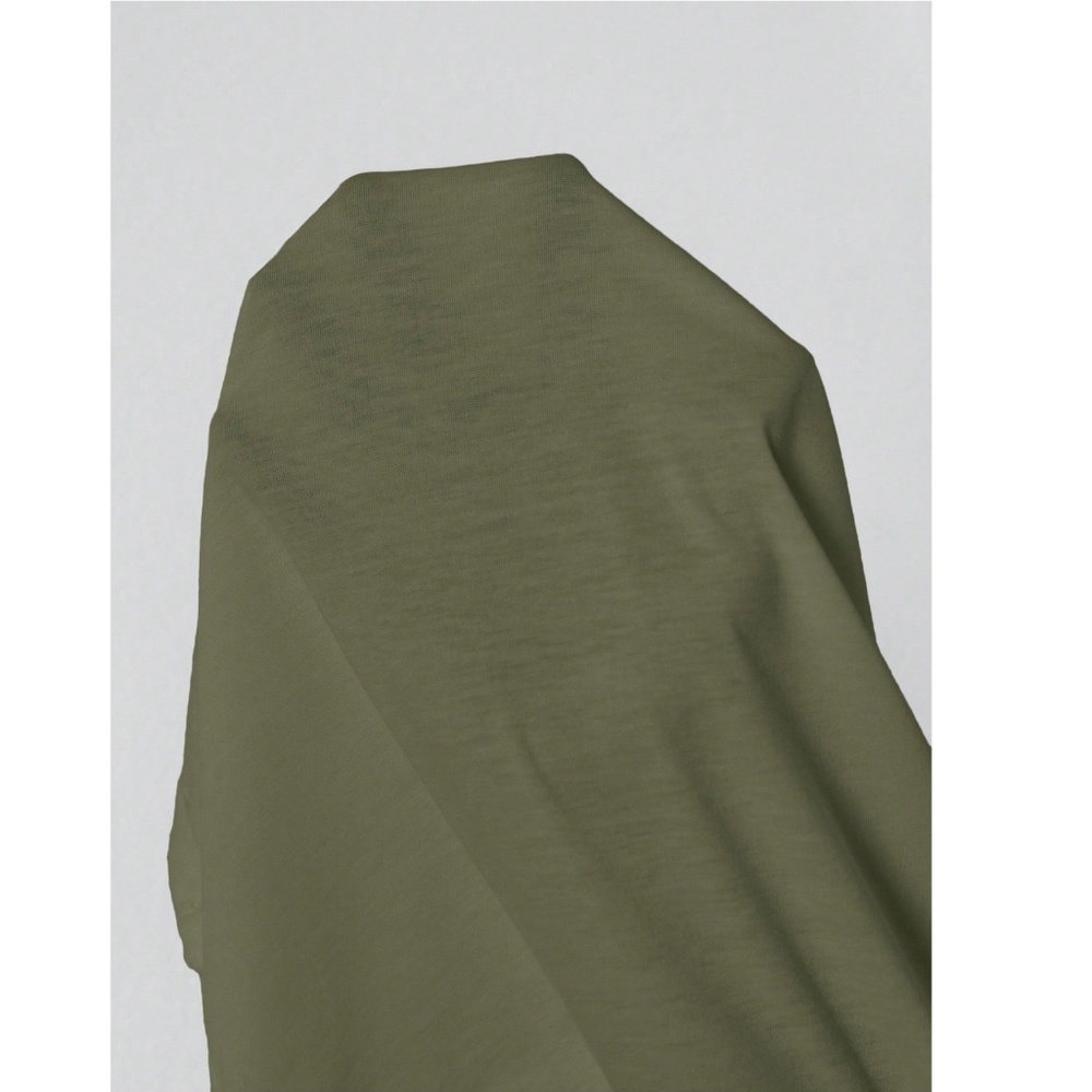 Army Green Crew Neck Muscle Tee Top Shirt Cap Sleeve, Round Neck - Picture 7 of 12
